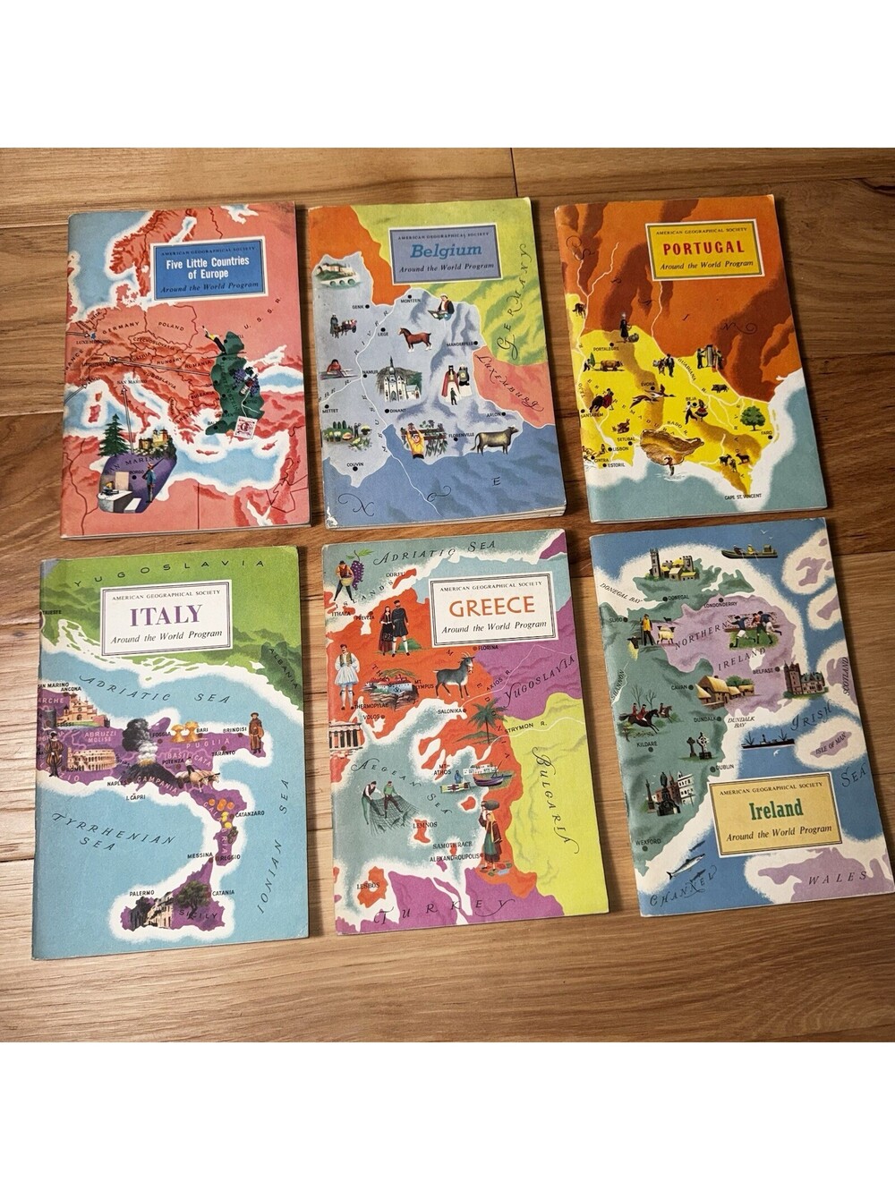 1950s Around The World Program Europe Books Lot of 6 Italy Greece Ireland Maps
